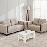 Home Centre 5 Seater Berry Fabric Sofa (Beige) | 2-Year Warranty
